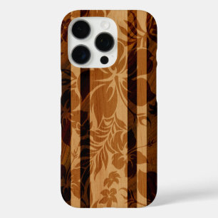 Keokea Beach Hibiscus Faux Holz Surfbrett iPhone 16 Pro Hülle