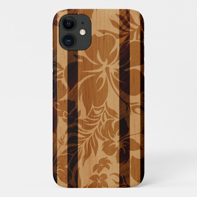 Keokea Beach Hibiskus Imitate Holzsurfboard Case-Mate iPhone Hülle (Rückseite)