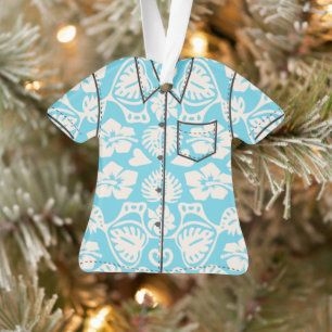 Keoni Hawaiian Monstera Leaf Damask Aloha Hemd Ornament