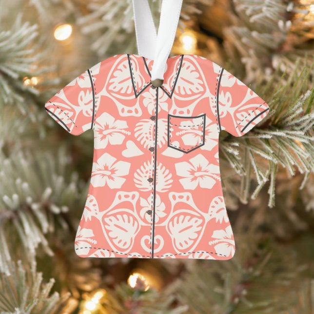 Keoni Hawaiian Monstera Leaf Damask Aloha Shirt Ornament (Baum)
