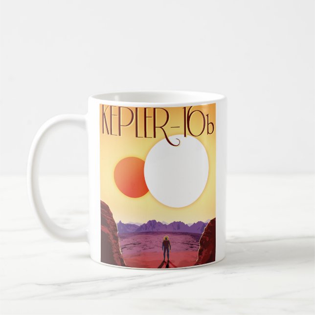Kepler-16b: Binary Solar Sunset Fine Art Space Kaffeetasse (Links)