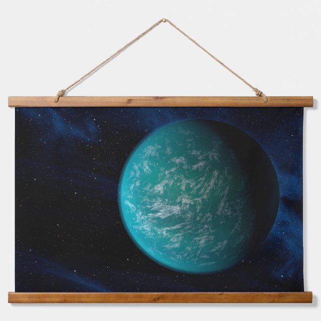 Kepler 22b, ein extrasolarer Planet. Wandteppich Mit Holzrahmen (Vorne)