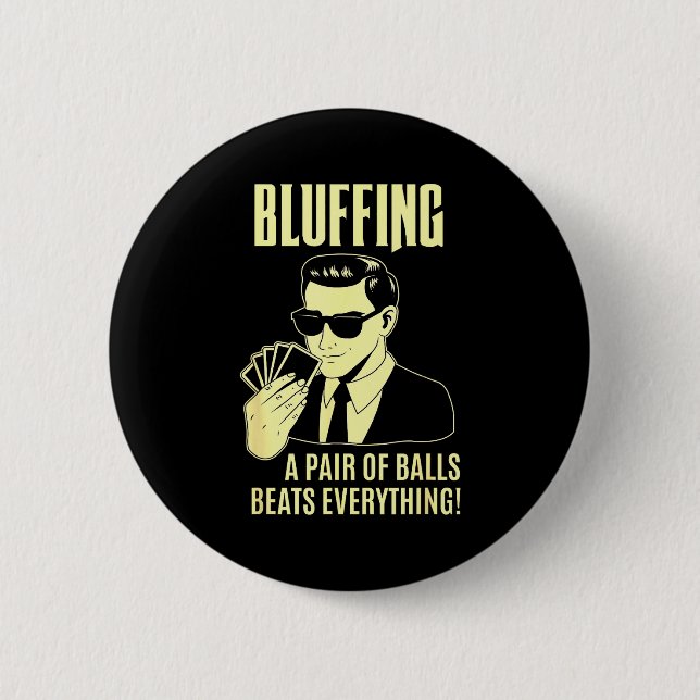 Ker Player Texas Hold'em Night - Bluffing Funny Ke Button (Vorderseite)