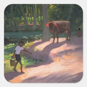 Kerala Backwater India 1996 Quadratischer Aufkleber