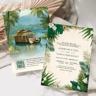 Kerala-Hinterland-Hausboot Südindische Hochzeit Einladung