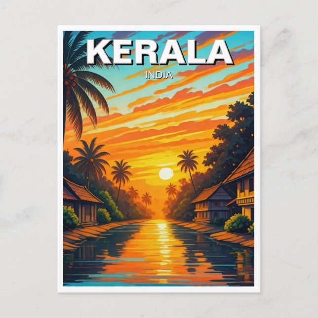 Kerala India Sunset Postkarte (Vorderseite)
