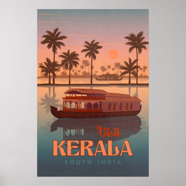 Kerala Indien Reiseplakat Poster (Vorne)