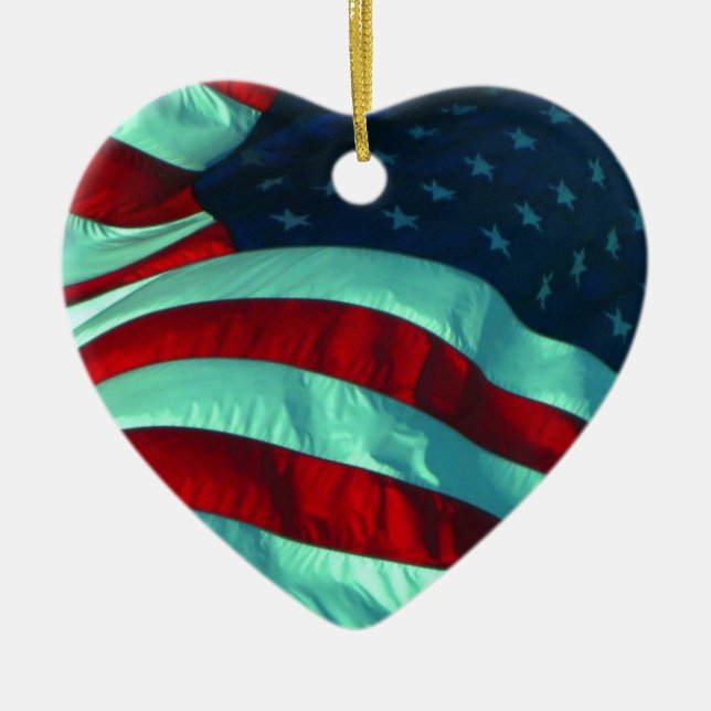 Keramik American Flag Herzenschmuck Keramik Ornament (Vorne)
