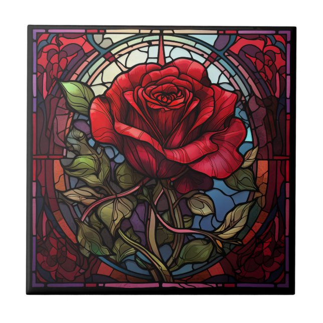 Keramik aus rote Rose Fliese (Vorderseite)