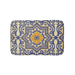 Keramik Azulejo Art-blaue orange Bad-Matte Badematte