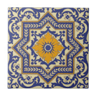 Keramik Azulejo Art-blaue orange Fliese