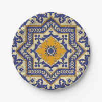 Keramik Azulejo Art-blaue orange Papierplatte