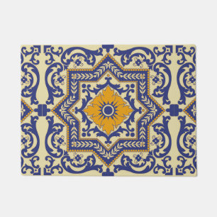 Keramik Azulejo Art-blaue orange Tür-Matte Fußmatte