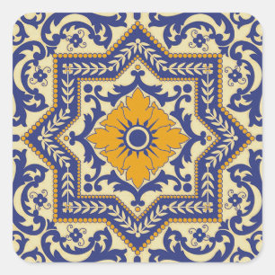 Keramik Azulejo Art-blauer orange Aufkleber
