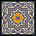 Keramik Azulejo Style Blue Orange Poster<br><div class="desc">Keramik Azulejo Style Blue Orange Farben imitieren die berühmte Vintage Keramik Spanisch und Portugiesisch Fliesen</div>