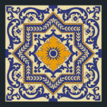 Keramik Azulejo Style Blue Orange Poster<br><div class="desc">Keramik Azulejo Style Blue Orange Farben imitieren die berühmte Vintage Keramik Spanisch und Portugiesisch Fliesen</div>