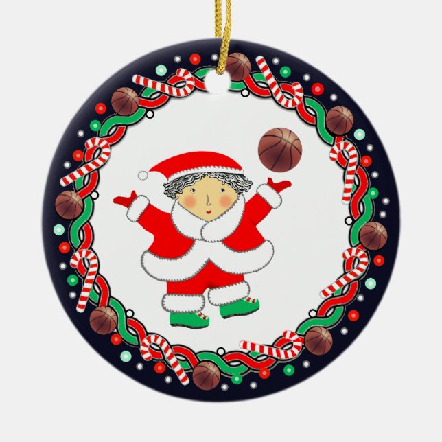 Keramik Basketball Holiday Keramik Ornament (Vorne)