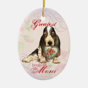 Keramik Basset Hound Heart Mama Ornament