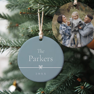 Keramik Blue   Einfaches Minimal Bow-Foto Keramik Ornament