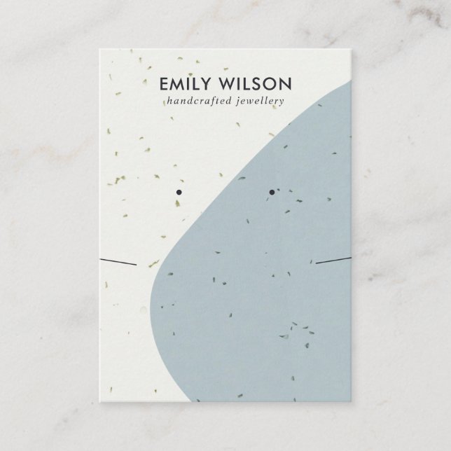 KERAMIK BLUE GRAY WAVE NECKLACE EARRING DISPLAY VISITENKARTE (Vorderseite)