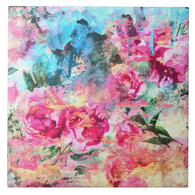 Keramik Blume Fliese (Vorderseite)