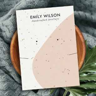 KERAMIK BLUSH PEACH WAVE NECKLACE EARRING DISPLAY VISITENKARTE