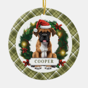Keramik Boxer Dog Circle Ornament