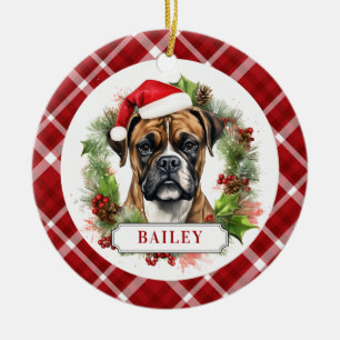 Keramik Boxer Dog Circle Ornament
