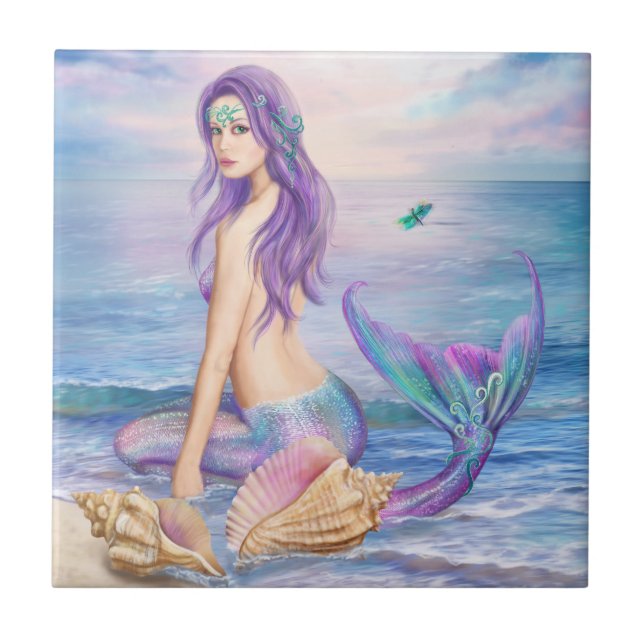 Keramik Decorative Blue Mermaid Fliese (Vorderseite)