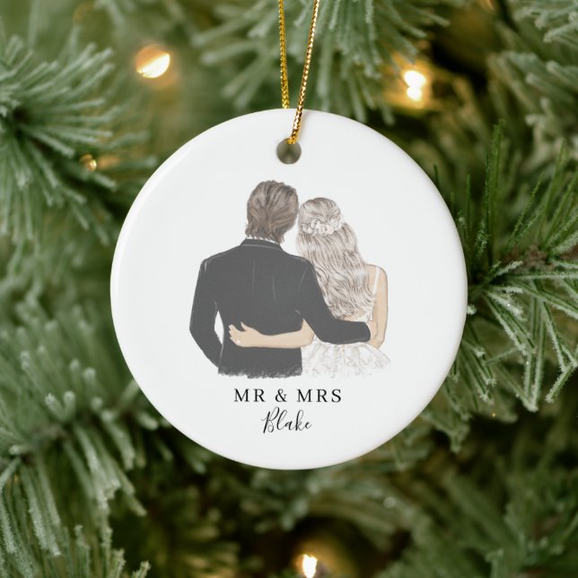 Keramik der Braut- und Groomillustration Keramik Ornament (Baum)