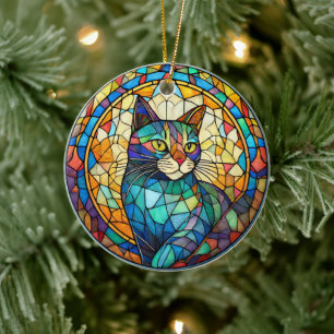 Keramik der Katze Dekorieren Gestricktes Glas Ornament