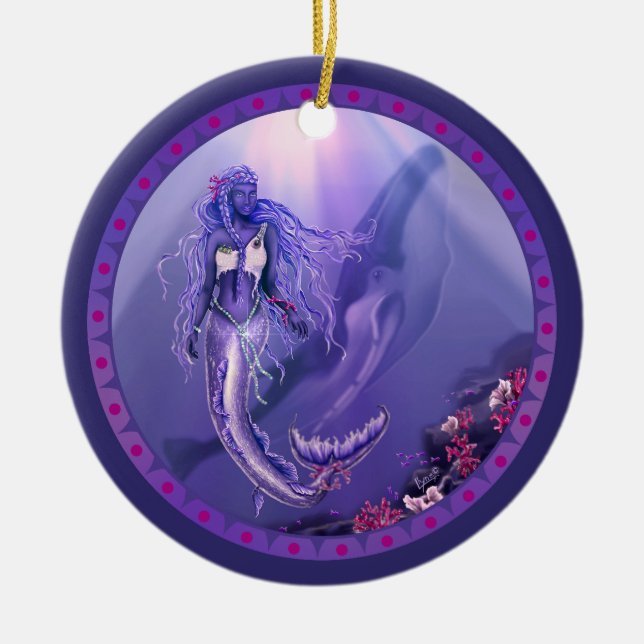 Keramik der lila Meerjungfrau Keramik Ornament (Vorne)