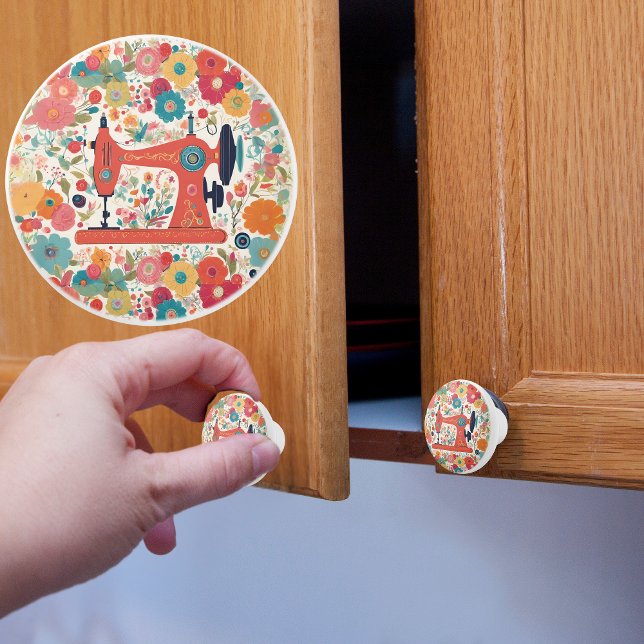 Keramik der Vintagen Nähmaschine Keramikknauf (Von Creator hochgeladen)