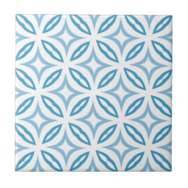 Keramik des Aquamarinen Kreises mit weißem blauem Fliese
