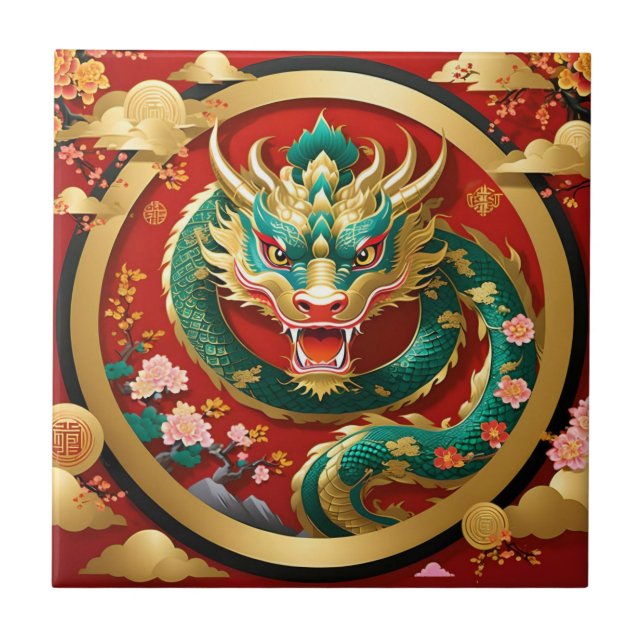 Keramik des chinesischen Drachen Fliese (Vorderseite)