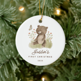 Keramik des ersten Weihnachtsbären des Babys Ornament