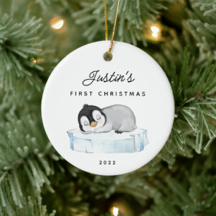 Keramik des ersten Weihnachtspenguins Ornament