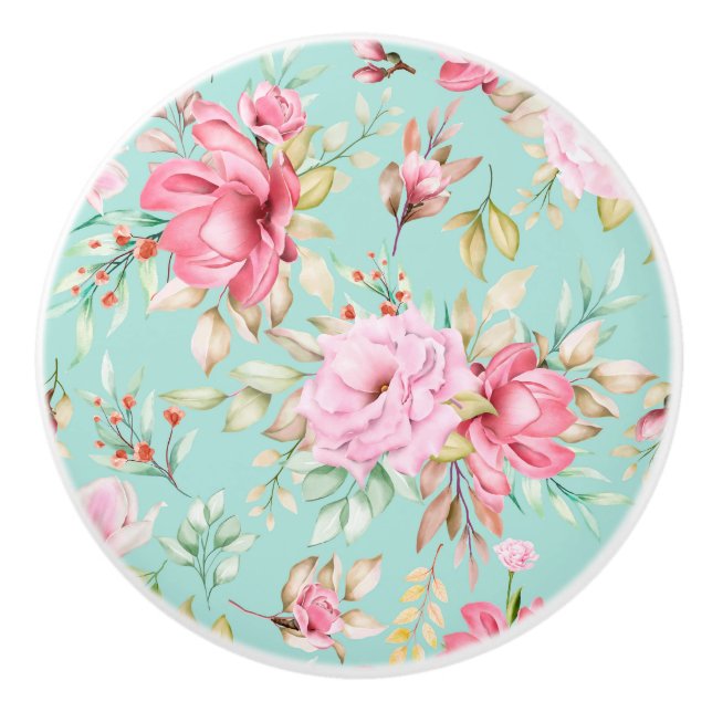 Keramik-Drehknopf für Blumenmuster Keramikknauf (Vorderseite)