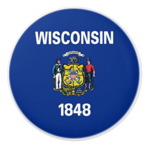 Keramik Drehknopf mit Fahne des Wisconsin-Staat Keramikknauf