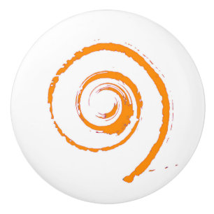 Keramik-Drehknopf mit Orange Twirl Keramikknauf