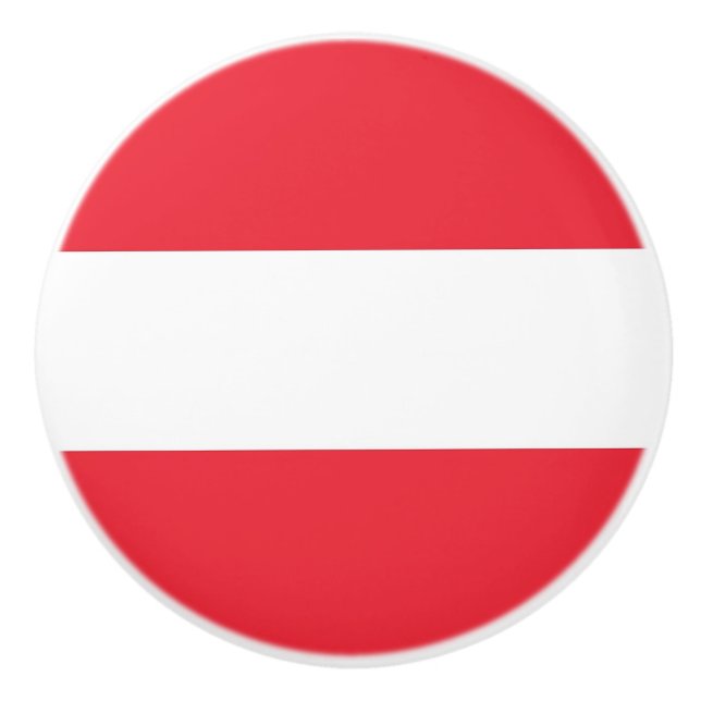 Keramik-Drehknopf mit österreichischer Flagge Keramikknauf (Vorderseite)