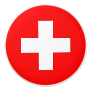 Keramik-Drehknopf mit Schweizer Flagge ziehen Keramikknauf