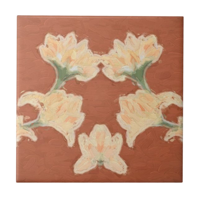 Keramik-Fliese mit Kunst Nouveau Lotos-Blumen Fliese (Vorderseite)