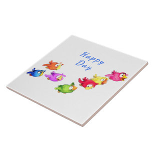 Keramik Flying Birds - Benutzerdefinierter Text Fliese