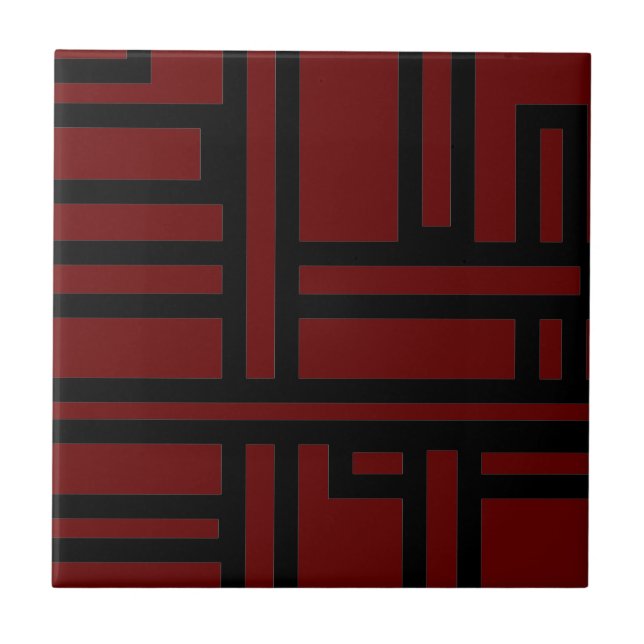 Keramik für Burgund und Schwarz Geometrische Print Fliese (Vorderseite)