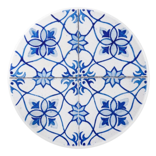 Keramik für die blaue und weiße Retrofolie Keramikknauf (Vorderseite)