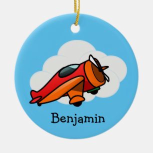 Keramik für kleine rote Flugzeuge Ornament