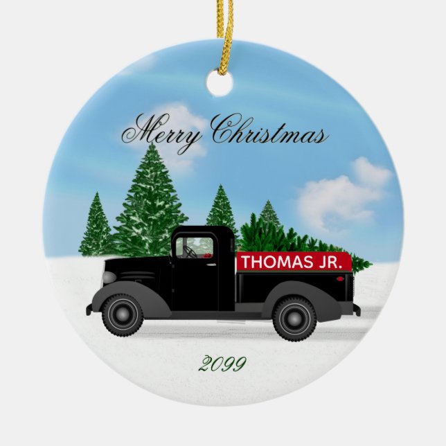Keramik für Vintage LKW Ornament (Vorne)