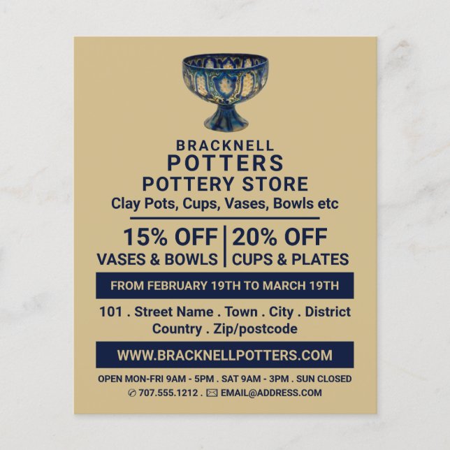 Keramik Goblet, Potterie Store, Potter Werbung Flyer (Vorne)