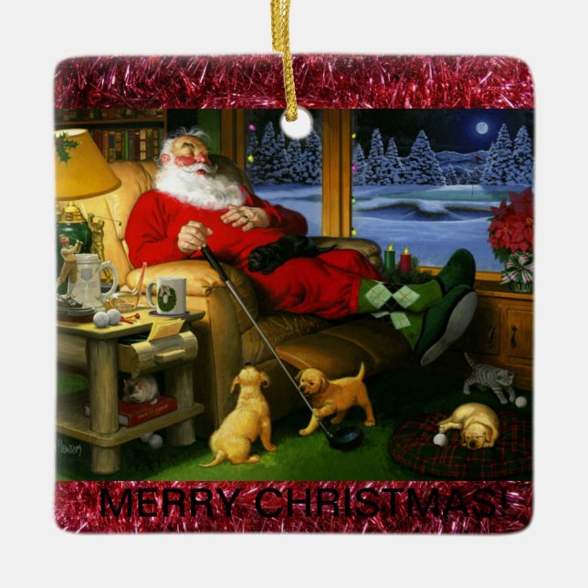 Keramik-Golf-Themed Weihnachtsverzierung Keramikornament (Vorderseite)